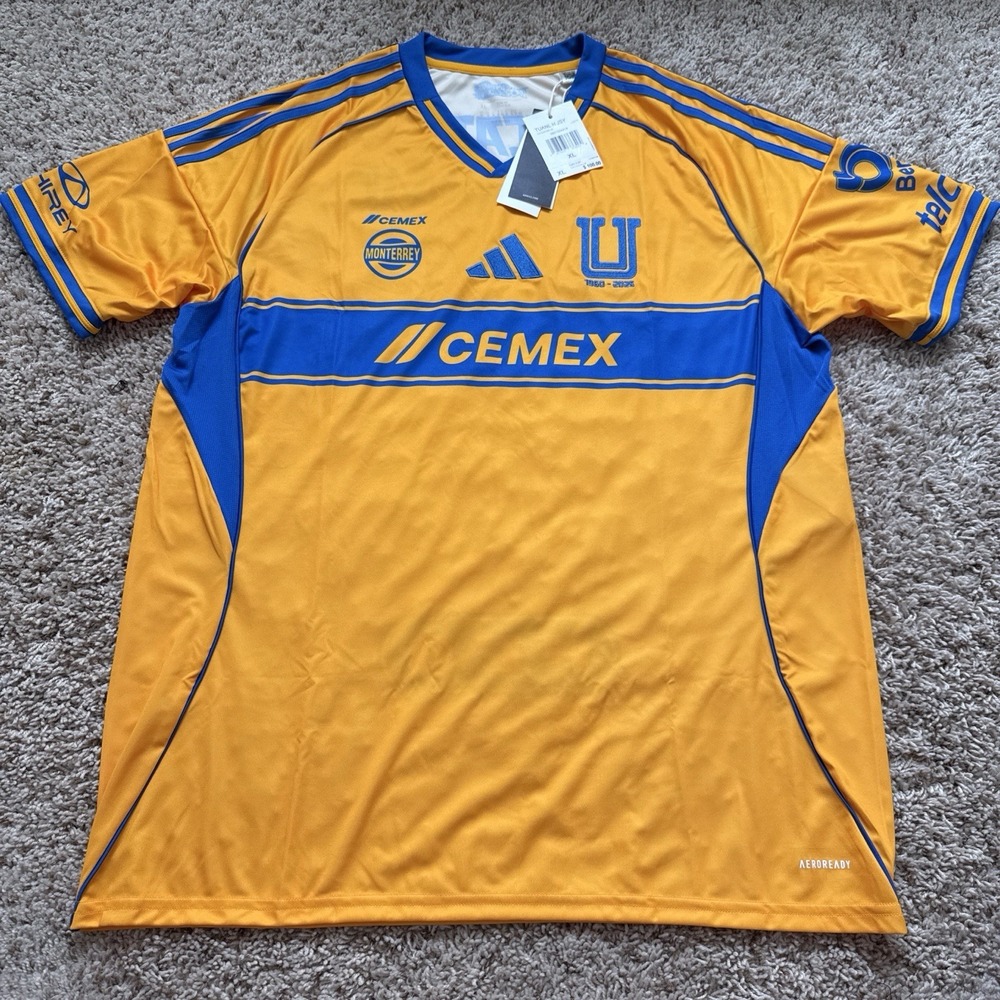 BNWT Adidas Tigres UANL 2025/26 Home Jersey - Men's XL - 65th Anniversary Kit